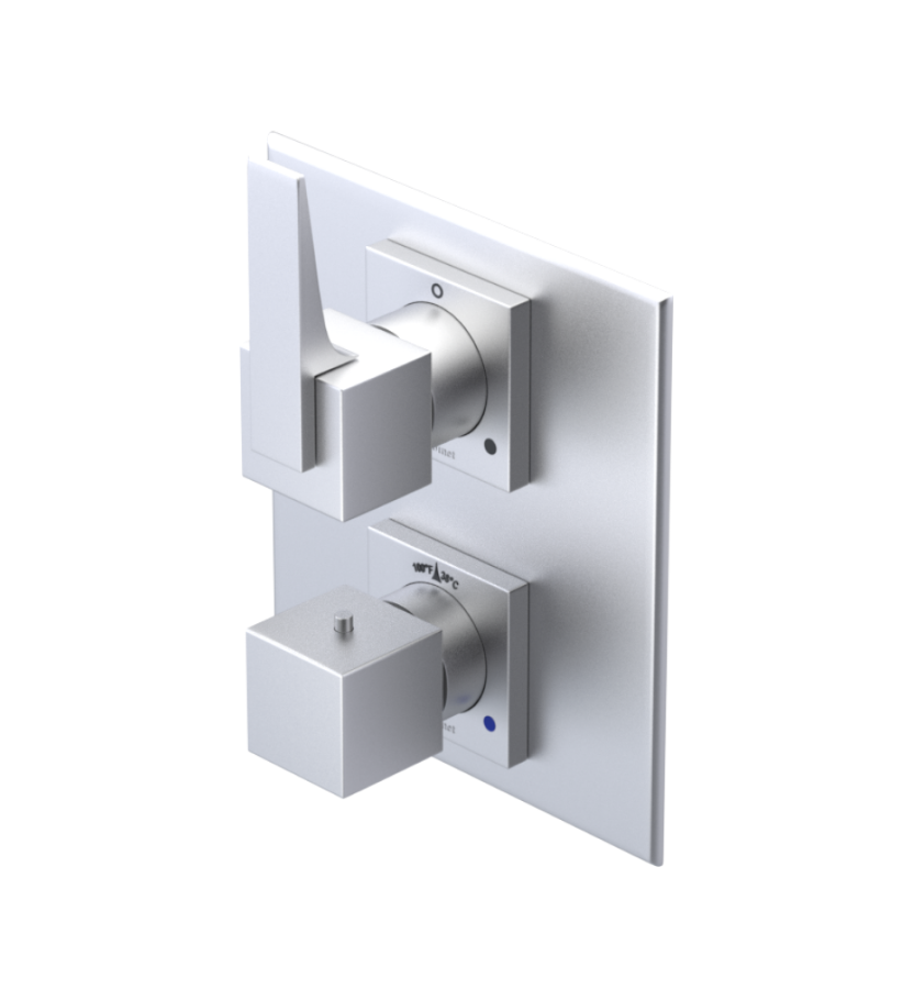 Rubinet T2RRSL Temperature Control Valve With Stop Two Way Diverter With ShutOff, PluOne Other Extra Volume Control, Trim Only