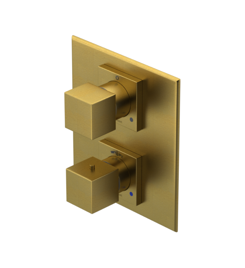 Rubinet T2RRSQ Temperature Control Valve With Stop Two Way Diverter With ShutOff, Plus One Other Extra Volume Control, Trim Only - Parent