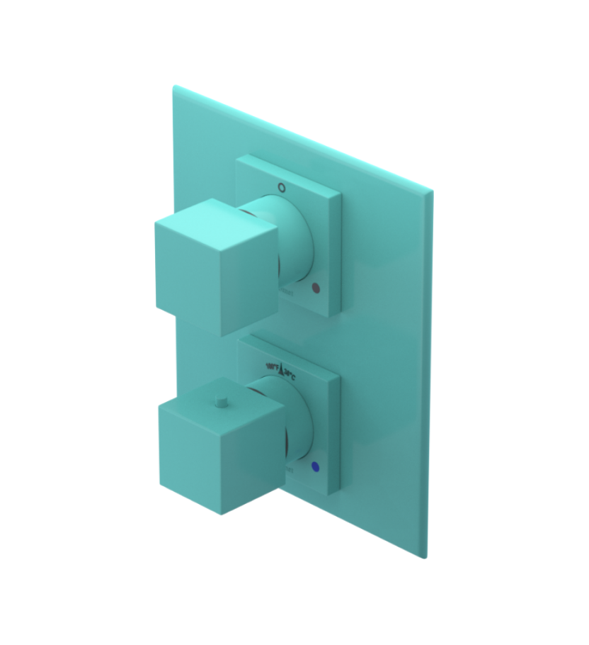 Rubinet T2RRSQ Temperature Control Valve With Stop Two Way Diverter With ShutOff, Plus One Other Extra Volume Control, Trim Only