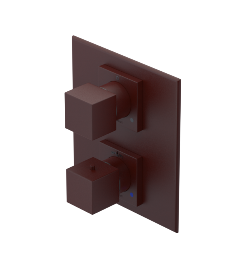 Rubinet T2RRSQ Temperature Control Valve With Stop Two Way Diverter With ShutOff, Plus One Other Extra Volume Control, Trim Only