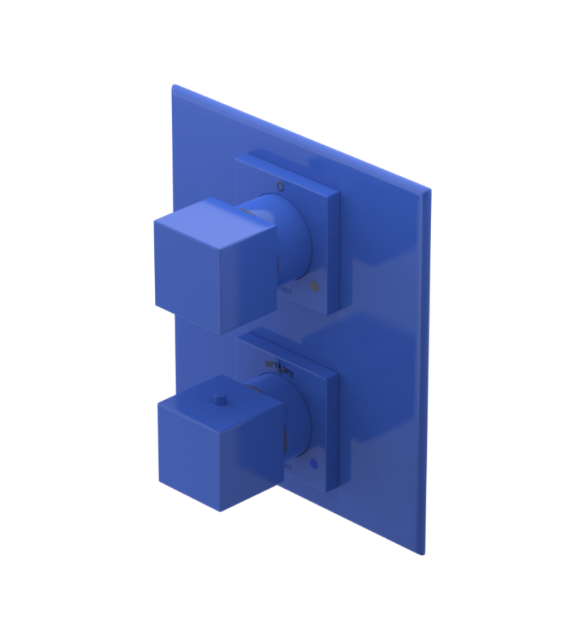 Rubinet T2RRSQ Temperature Control Valve With Stop Two Way Diverter With ShutOff, Plus One Other Extra Volume Control, Trim Only