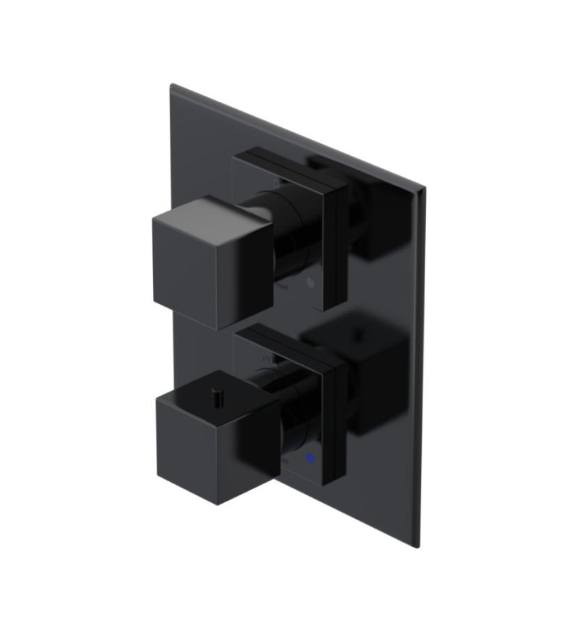 Rubinet T2RRSQ Temperature Control Valve With Stop Two Way Diverter With ShutOff, Plus One Other Extra Volume Control, Trim Only