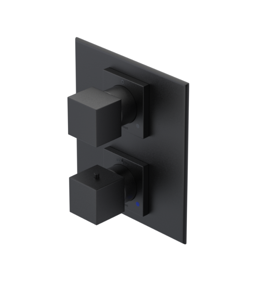Rubinet T2RRSQ Temperature Control Valve With Stop Two Way Diverter With ShutOff, Plus One Other Extra Volume Control, Trim Only