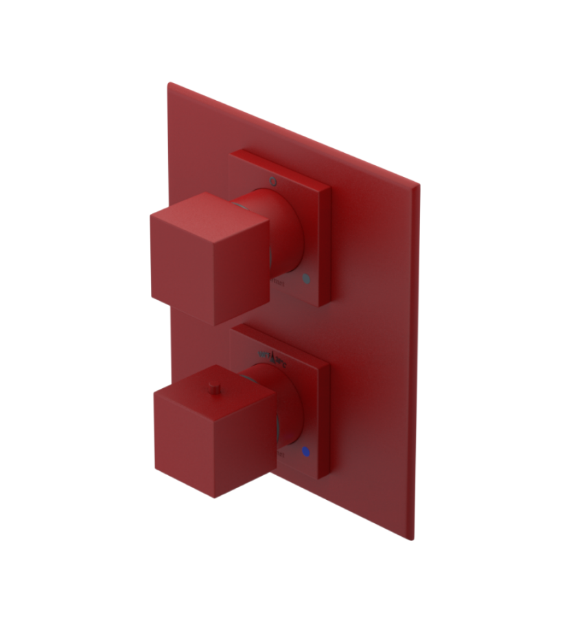 Rubinet T2RRSQ Temperature Control Valve With Stop Two Way Diverter With ShutOff, Plus One Other Extra Volume Control, Trim Only