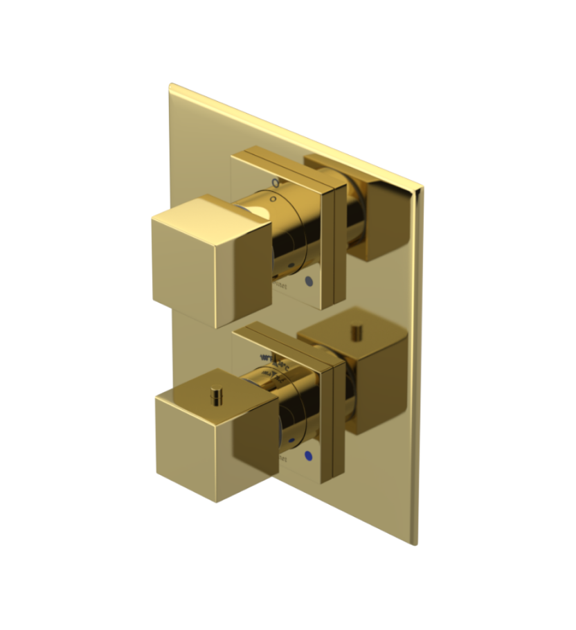 Rubinet T2RRSQ Temperature Control Valve With Stop Two Way Diverter With ShutOff, Plus One Other Extra Volume Control, Trim Only