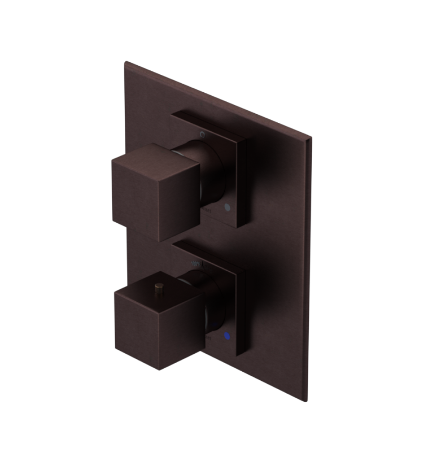 Rubinet T2RRSQ Temperature Control Valve With Stop Two Way Diverter With ShutOff, Plus One Other Extra Volume Control, Trim Only