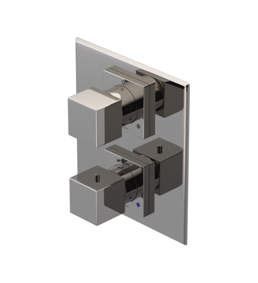 Rubinet T2RRSQ Temperature Control Valve With Stop Two Way Diverter With ShutOff, Plus One Other Extra Volume Control, Trim Only