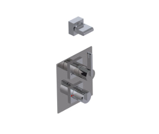 Rubinet T2RRTQ Temperature Control Valve With Stops, Two Way Diverter With ShutOff, Plus One Other Extra Volume Control, Trim Only