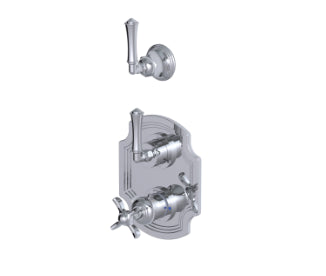 Rubinet T2RRVC Temperature Control Valve With Stop Two Way Diverter With ShutOffs, PluOne Other Extra Volume Control, Trim Only