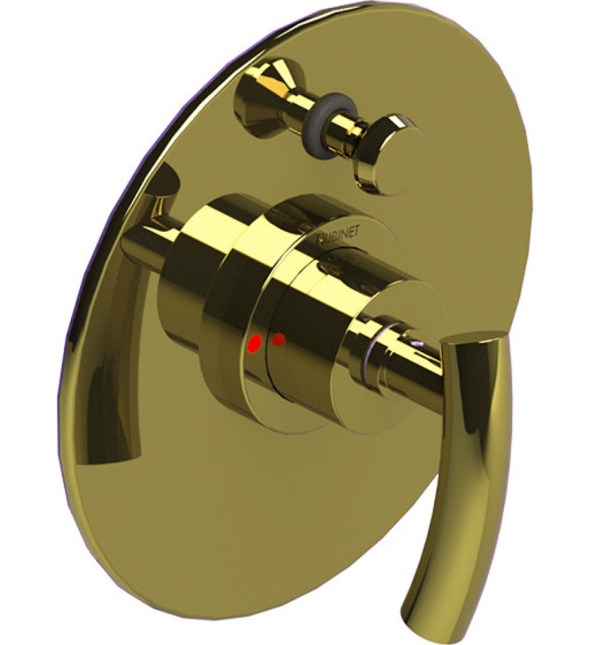 Rubinet T2YHOL Pressure Balance Shower Valve With Stop Two Way Diverter, Trim Only