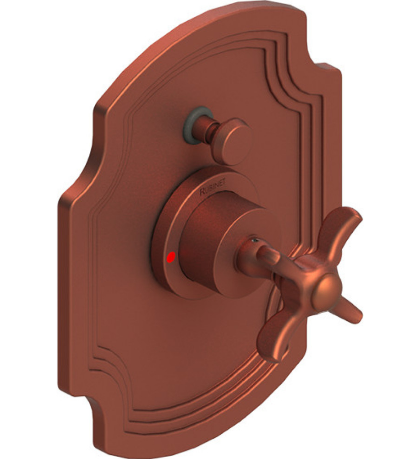 Rubinet T2YRVC Pressure Balance Shower Valve With Stop Two Way Diverter, Trim Only