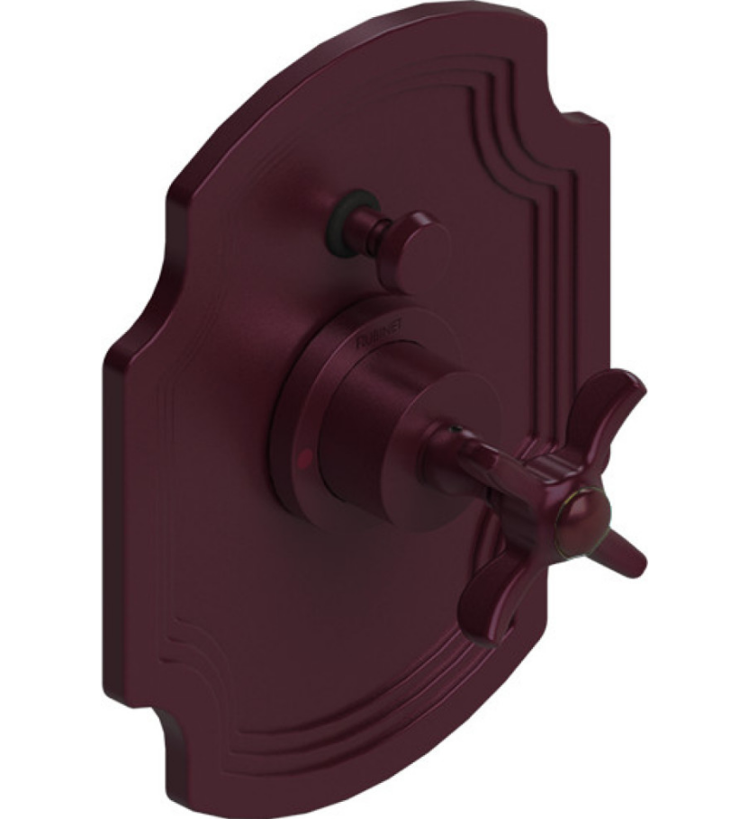 Rubinet T2YRVC Pressure Balance Shower Valve With Stop Two Way Diverter, Trim Only