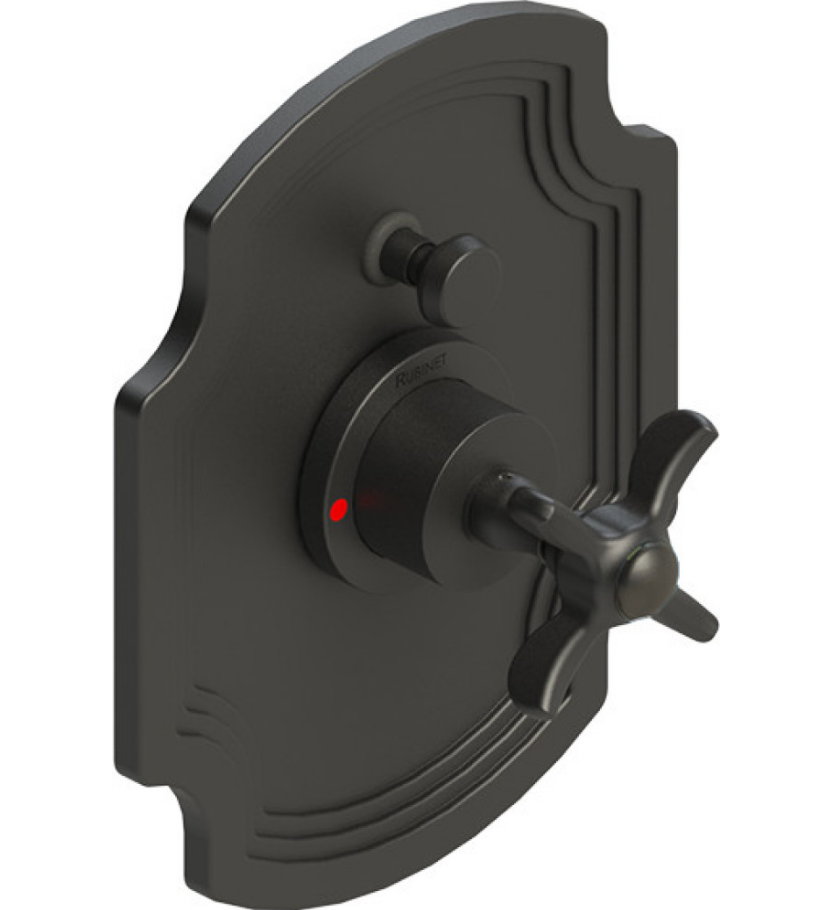 Rubinet T2YRVC Pressure Balance Shower Valve With Stop Two Way Diverter, Trim Only