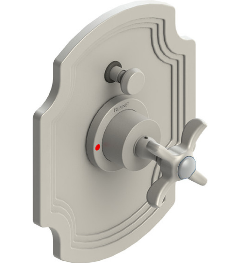 Rubinet T2YRVC Pressure Balance Shower Valve With Stop Two Way Diverter, Trim Only