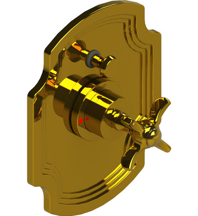 Rubinet T2YRVC Pressure Balance Shower Valve With Stop Two Way Diverter, Trim Only