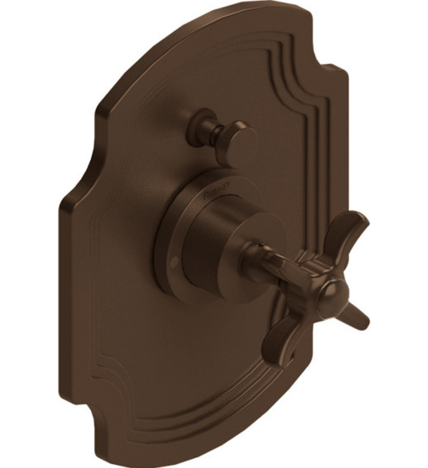 Rubinet T2YRVC Pressure Balance Shower Valve With Stop Two Way Diverter, Trim Only