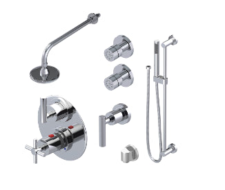 Rubinet T30GNC Temperature Control Shower With Two Way Diverter ShutOff, With One Seperate Volume Control, Hand Held Shower, Bar, Integral Supply, Two Body Spray