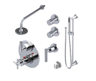 Rubinet T30GNL Temperature Control Shower With Two Way Diverter ShutOff, With One Seperate Volume Control, Hand Held Shower, Bar, Integral Supply, Two Body Spray