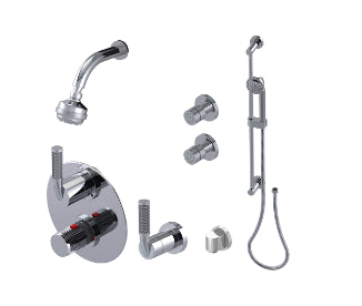 Rubinet T30HOL Temperature Control Shower With Two Way Diverter ShutOff, With One Seperate Volume Control, Hand Held Shower, Bar, Integral Supply Two Body Spray
