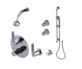 Rubinet T30HOR Temperature Control Shower With Two Way Diverter ShutOff, With One Seperate Volume Control, Hand Held Shower, Bar, Integral Supply Two Body Spray - Parent