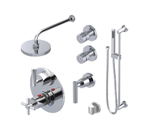 Rubinet T31GNL Temperature Control Shower With Two Way Diverter ShutOff, With One Seperate Volume Control, Hand Held Shower, Bar, Integral Supply, Two Body Spray