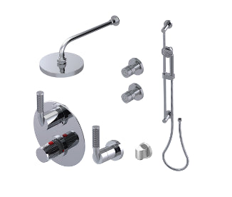 Rubinet T31HOL Temperature Control Shower With Two Way Diverter ShutOff, With One Seperate Volume Control, Hand Held Shower, Bar, Integral Supply Two Body Spray