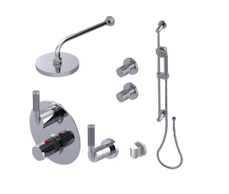 Rubinet T31HOR R Temperature Control Shower With Two Way Diverter ShutOff, With One Seperate Volume Control, Hand Held Shower, Bar, Integral Supply Two Body Spray