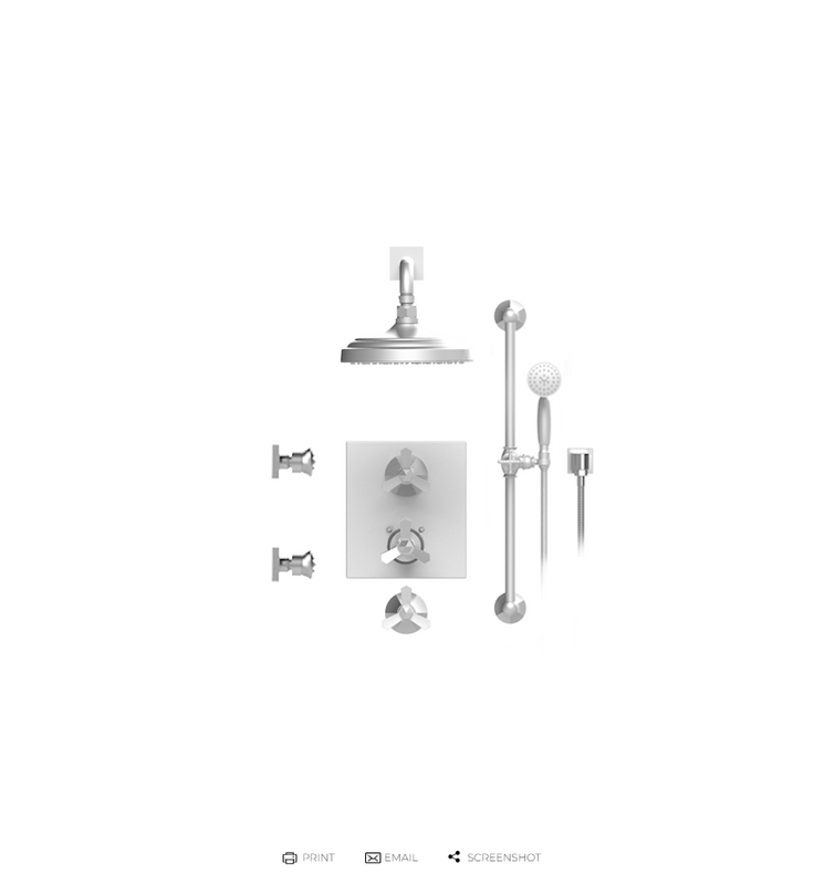Rubinet T31HXL Temperature Control Shower With Two Way Diverter ShutOff, With One Seperate Volume Control With Hand Held Shower, Bar, Integral Supply, Two Body Spray