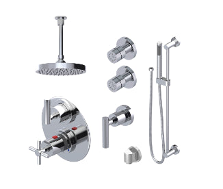 Rubinet T32GNC Temperature Control Shower With Two Way Diverter ShutOff, With One Seperate Volume Control, Hand Held Shower, Bar, Integral Supply, Two Body Spray - Parent