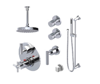 Rubinet T32GNL Temperature Control Shower With Two Way Diverter ShutOff, With One Seperate Volume Control, Hand Held Shower, Bar, Integral Supply, Two Body Spray - Parent