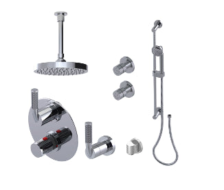 Rubinet T32HOL Temperature Control Shower With Two Way Diverter ShutOff, With One Seperate Volume Control, Hand Held Shower, Bar, Integral Supply Two Body Spray - Parent