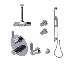 Rubinet T32HOR Temperature Control Shower With Two Way Diverter ShutOff, With One Seperate Volume Control, Hand Held Shower, Bar, Integral Supply Two Body Spray - Parent