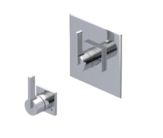 Rubinet T3YRTL Pressure Balance Valve With Stop Seperate Three Way Diverter With Shared Outlets, Trim Only - Parent