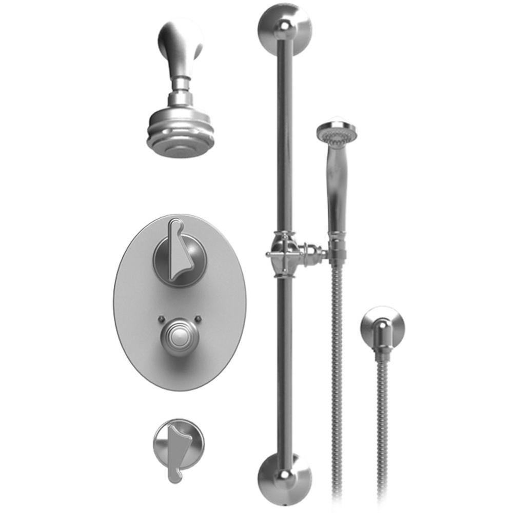 Rubinet T40JSS Temperature Control Shower With Two Seperate Volume Controls, Aquatron Shower Head, Bar, Integral Supply Hand Held Shower 3 Functionn Wall Mount Trim - Parent
