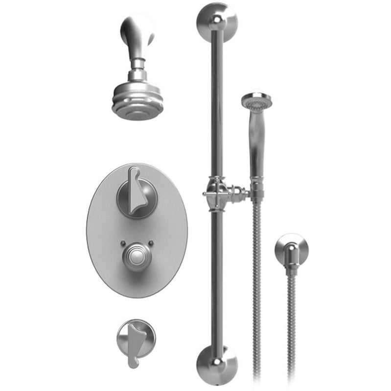 Rubinet T40JSS Temperature Control Shower With Two Seperate Volume Controls, Aquatron Shower Head, Bar, Integral Supply Hand Held Shower 3 Functionn Wall Mount Trim - Parent