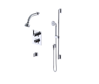 Rubinet T40RTL Temperature Control Shower With Two Seperate Volume Controls, Fixed Shower Head, Bar, Integral Supply Hand Held Shower, 3 Functionn Wall Mount Trimm - Parent