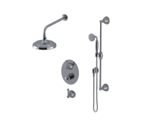 Rubinet T41FML Temperature Control Shower With Two Seperate Volume Controls, Aquatron Shower Head, Bar, Integral Supply Hand Held Shower 8 Wall Mount Mount Trim Only - Parent
