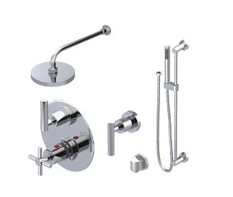 Rubinet T41GNC Temperature Control Shower With Two Seperate Volume Controls, Lasalle Shower Head, Bar, Integral Supply Hand Held Shower 8 Wall Mount Mount Trim Only - Parent