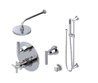 Rubinet T41GNL Temperature Control Shower With Two Seperate Volume Controls, Lasalle Shower Head, Bar, Integral Supply Hand Held Shower 8 Wall Mount Mount Trim Only - Parent