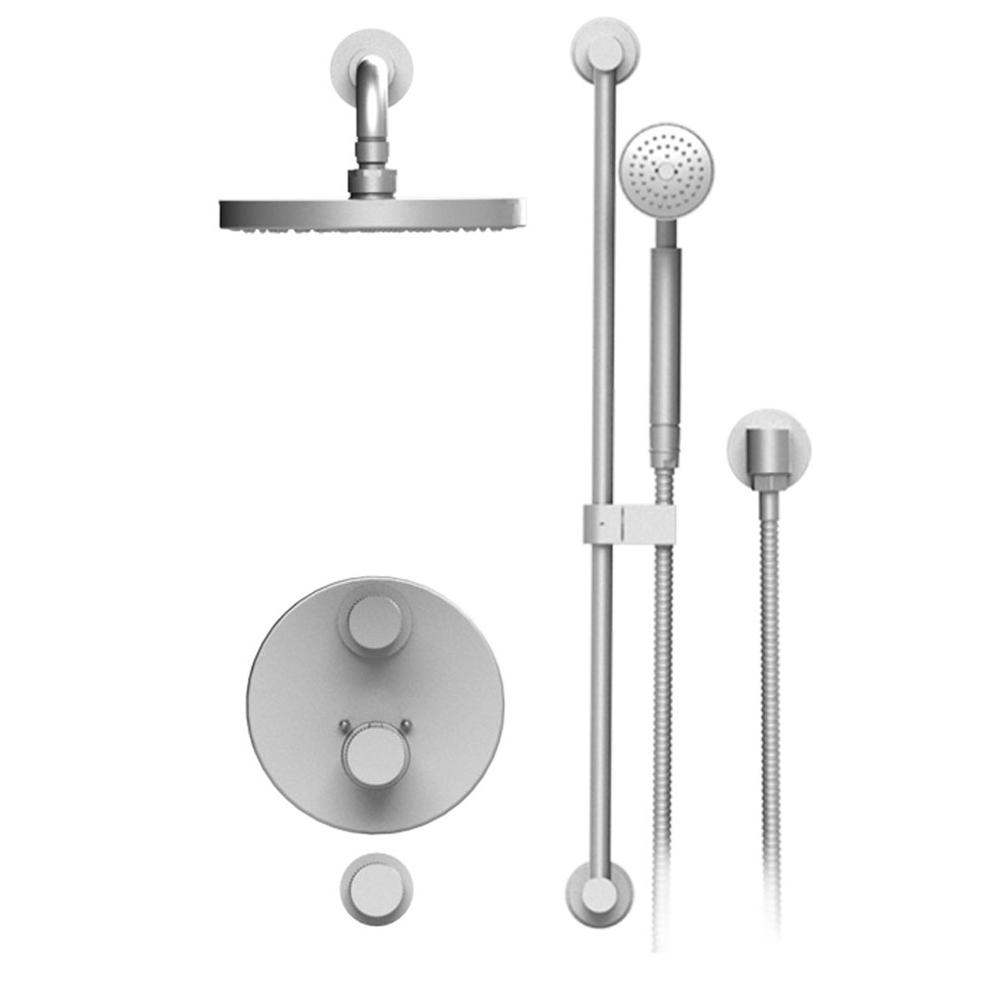 Rubinet T41HOR Temperature Control Shower With Two Seperate Volume Controls, Lasalle Shower Head, Bar, Integral Supply Hand Held Shower, 8 Wall Mount Mount Trim Only