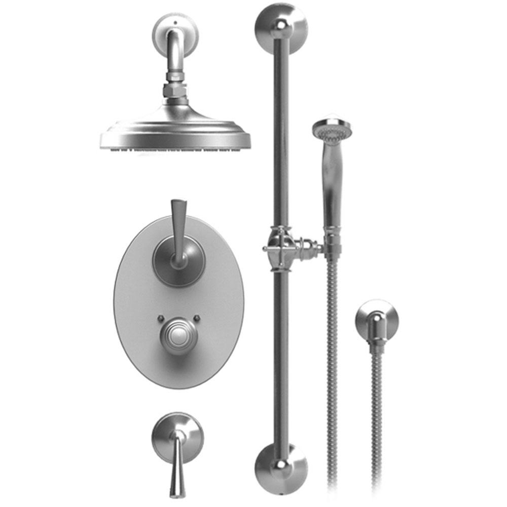 Rubinet T41JSL Temperature Control Shower With Two Seperate Volume Controls, Aquatron Shower Head, Bar, Integral Supply Hand Held Shower 8 Wall Mount Mount Trim Only