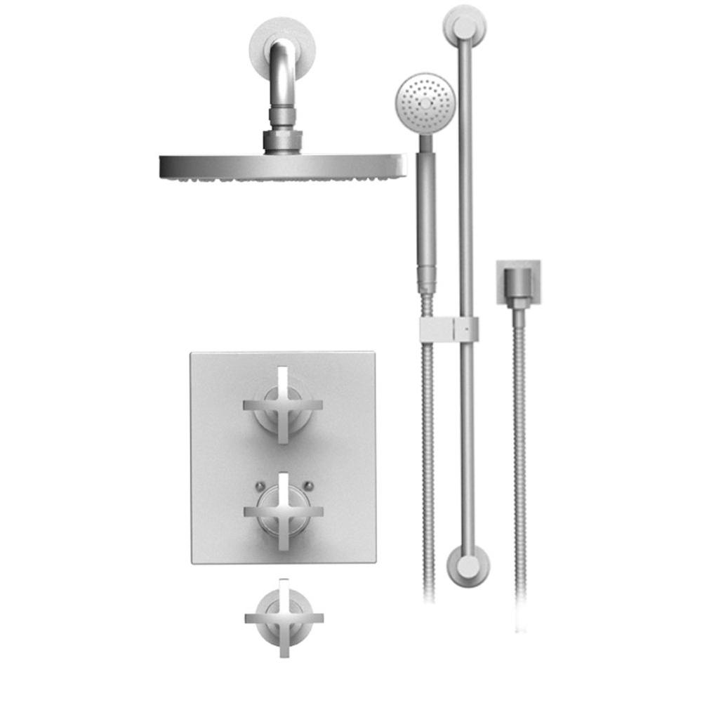 Rubinet T41LAC Temperature Control Shower With Two Seperate Volume Controls, Fixed Shower Head Bar, Integral Supply Hand Held Shower, 8 Wall Mount Mount Trim Only - Parent
