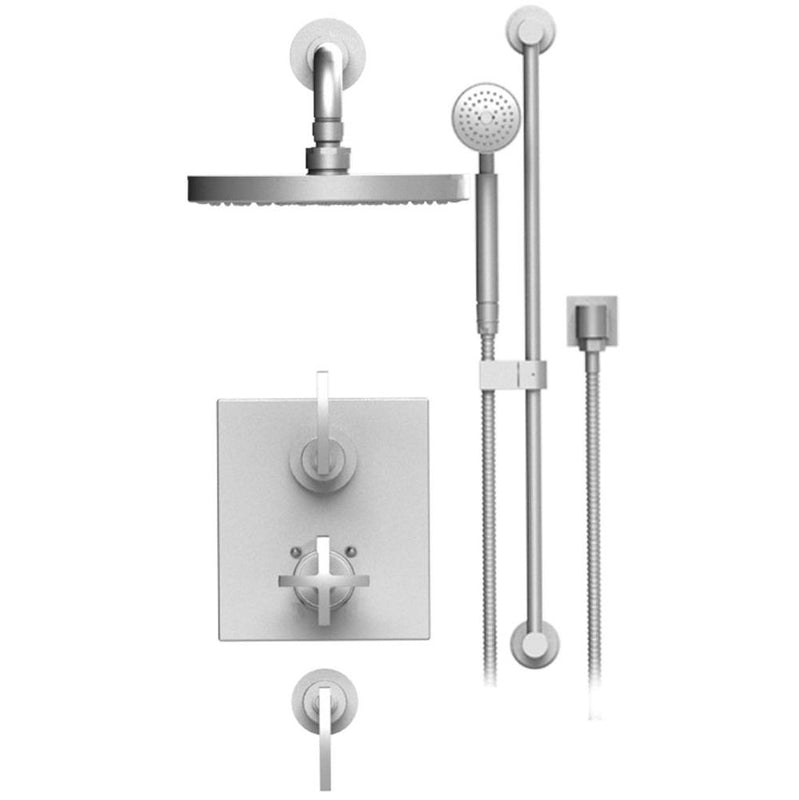 Rubinet T41LAL Temperature Control Shower With Two Seperate Volume Controls, Fixed Shower Head Bar, Integral Supply Hand Held Shower, 8 Wall Mount Mount Trim Only