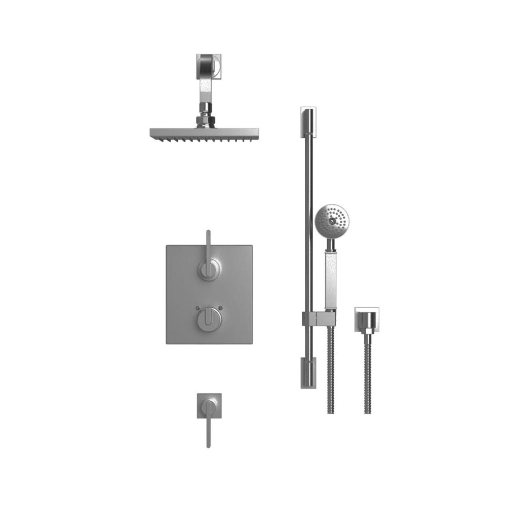 Rubinet T41RTL Temperature Control Shower With Two Seperate Volume Controls, Fixed Shower Head, Bar, Integral Supply, Hand Held Shower, 8 Wall Mount Mount Trim Only