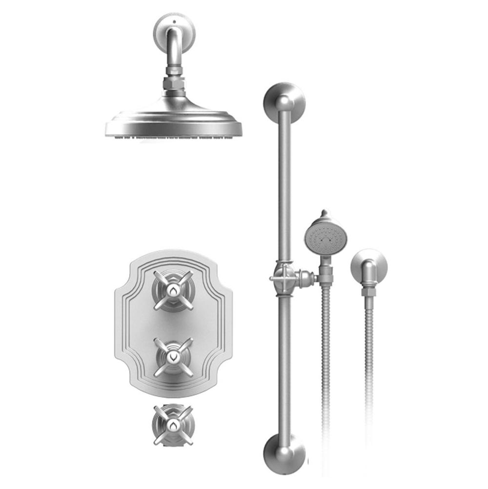 Rubinet T41RVC Temperature Control Shower With Two Seperate Volume Controls, Fixed Shower Head, Bar, Integral Supply Hand Held Shower, 8 Wall Mount Mount Trim Only