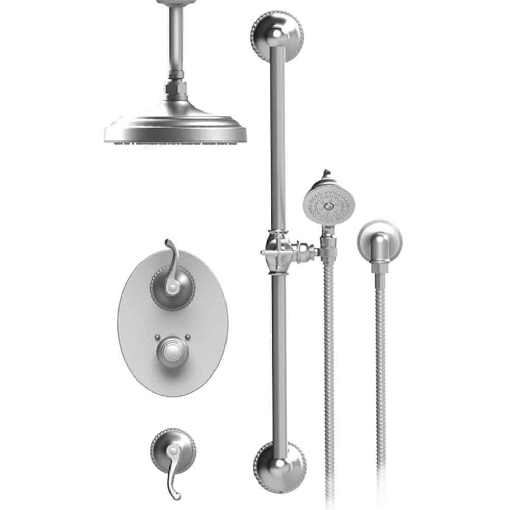 Rubinet T42ETL Temperature Control Shower With Two Seperate Volume Controls, Fixed Shower Head, Bar, Integral Supply Hand Held Shower, 8 Wall Mount Mount Trim Only