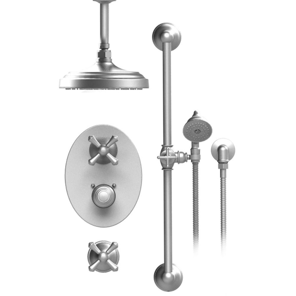Rubinet T42FMC Temperature Control Shower With Two Way Diverter ShutOff, With One Seperate Volume Control, Hand Held Shower, Bar, Integral Supply, Two Body Spray