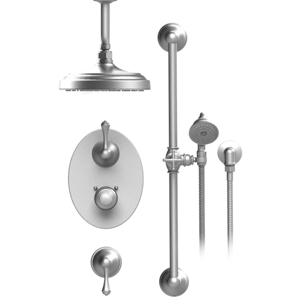 Rubinet T42FML Temperature Control Shower With Two Seperate Volume Controls, Aquatron Shower Head, Bar, Integral Supply Hand Held Shower 8 Ceiling Mountunt Trim Only