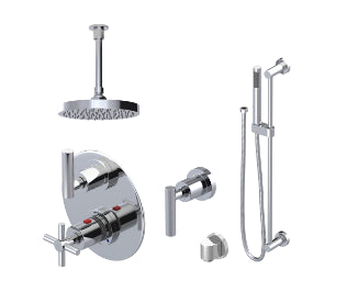 Rubinet T42GNC Temperature Control Shower With Two Seperate Volume Controls, Lasalle Shower Head, Bar, Integral Supply Hand Held Shower 8 Ceiling Mountunt Trim Only - Parent