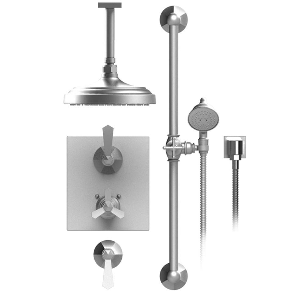 Rubinet T42HXL Temperature Control Shower With Two Seperate Volume Controls, Shower Head, Bar, Integral Supply Hand Held Shower, 8 Ceiling Mountunt Trim Only